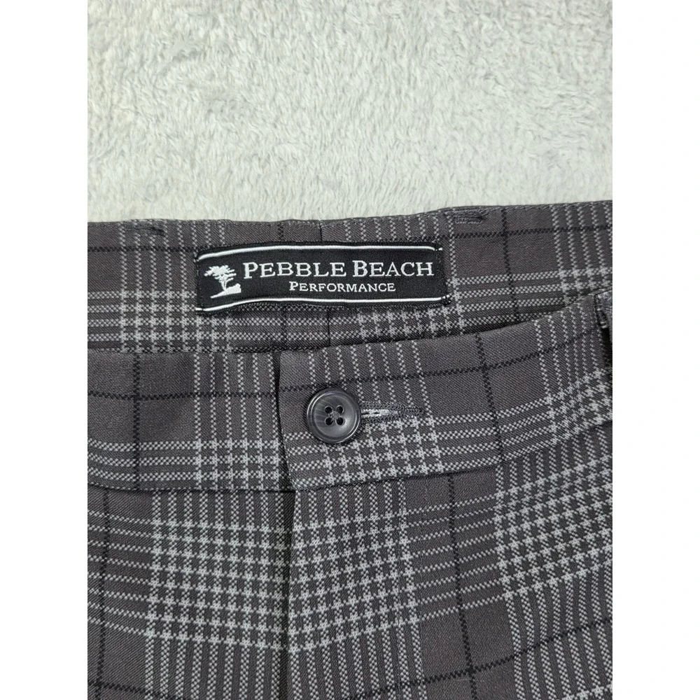 Pebble Beach Golf Shorts Mens 38 Gray Plaid Performance Stretch Casual...